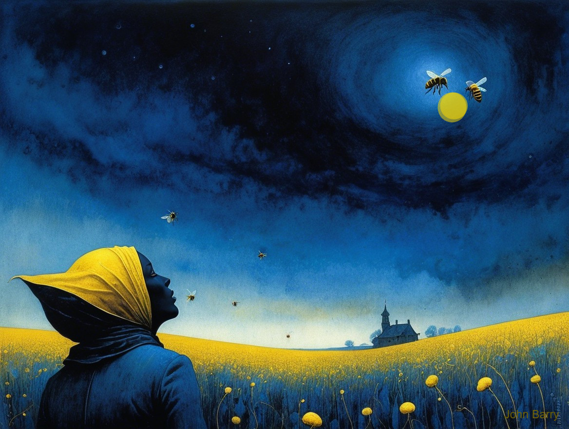 Serene Landscape with Silhouette and Vibrant Sun