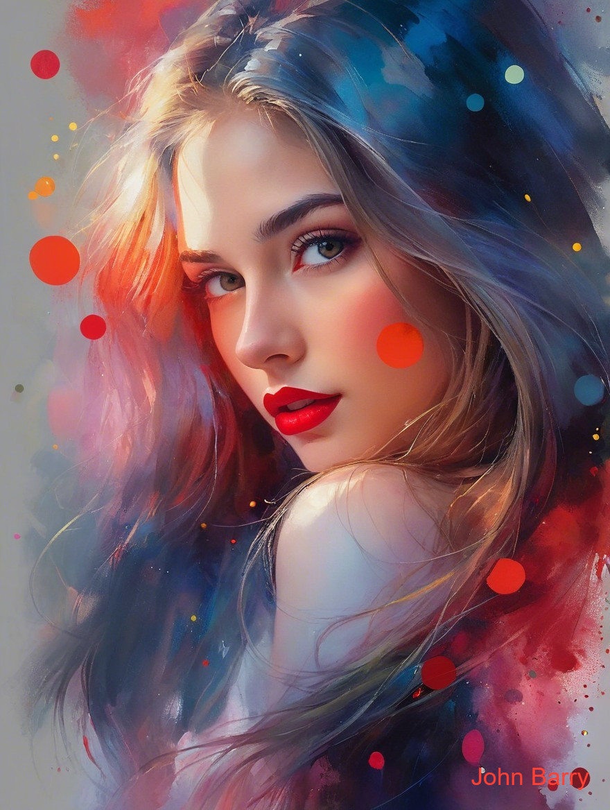 Portrait of a Young Woman with Vibrant Hair and Colors