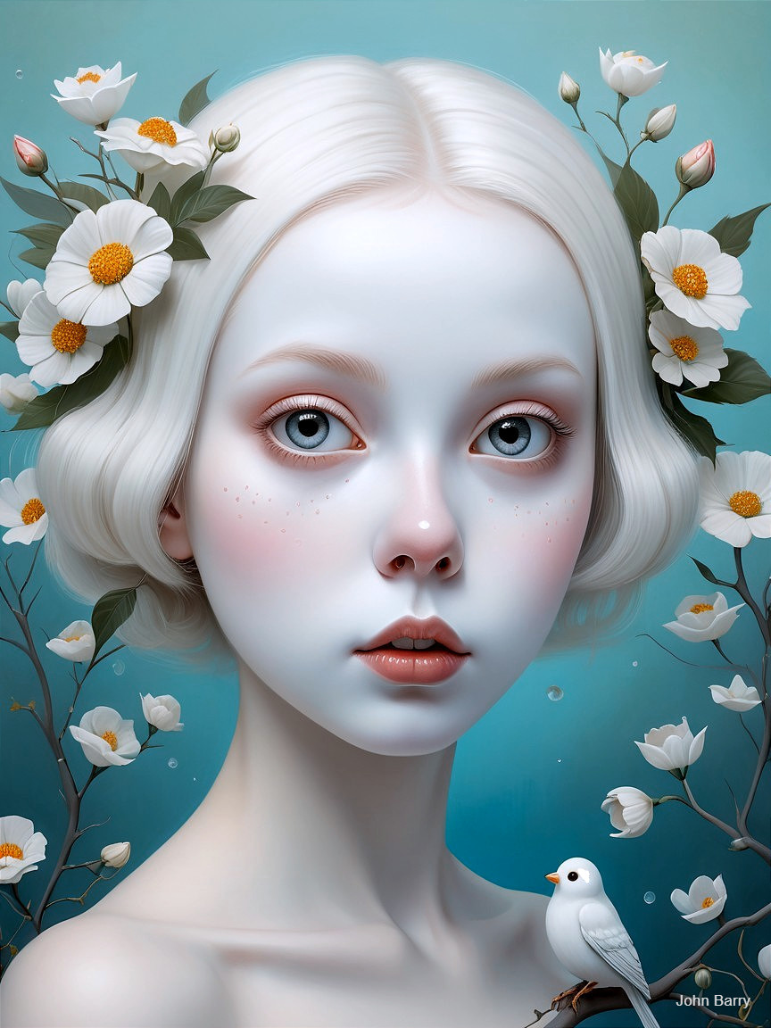 Serene Portrait of a Young Woman with Blue Eyes