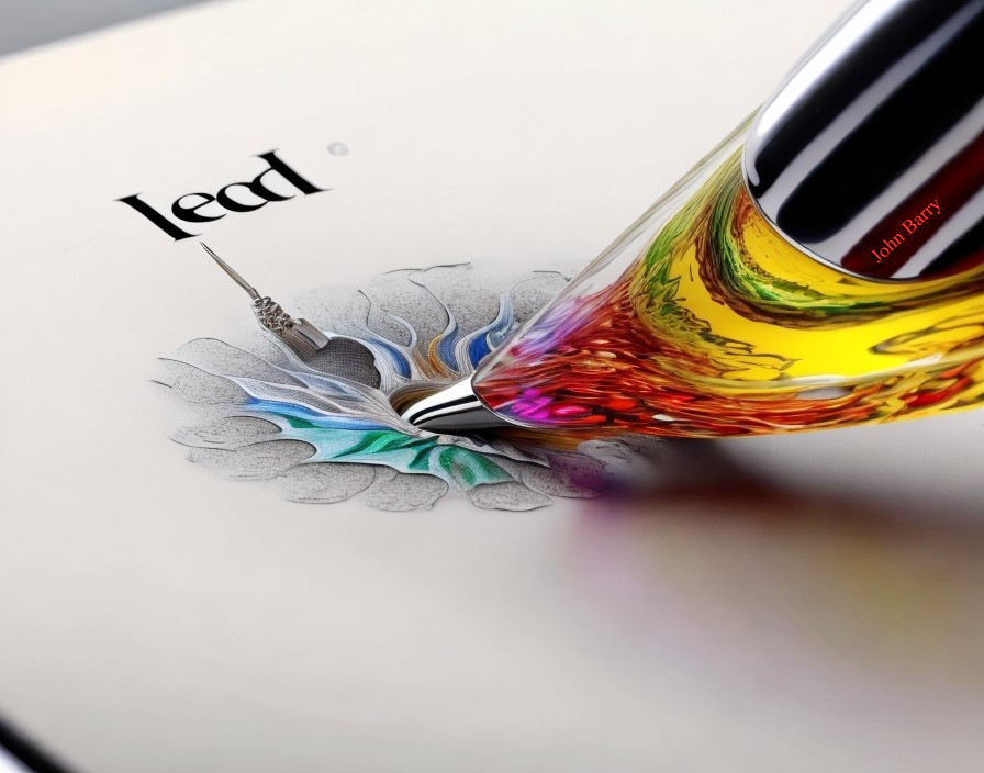 Vibrant Ink Leak Forms Abstract Peacock Pattern