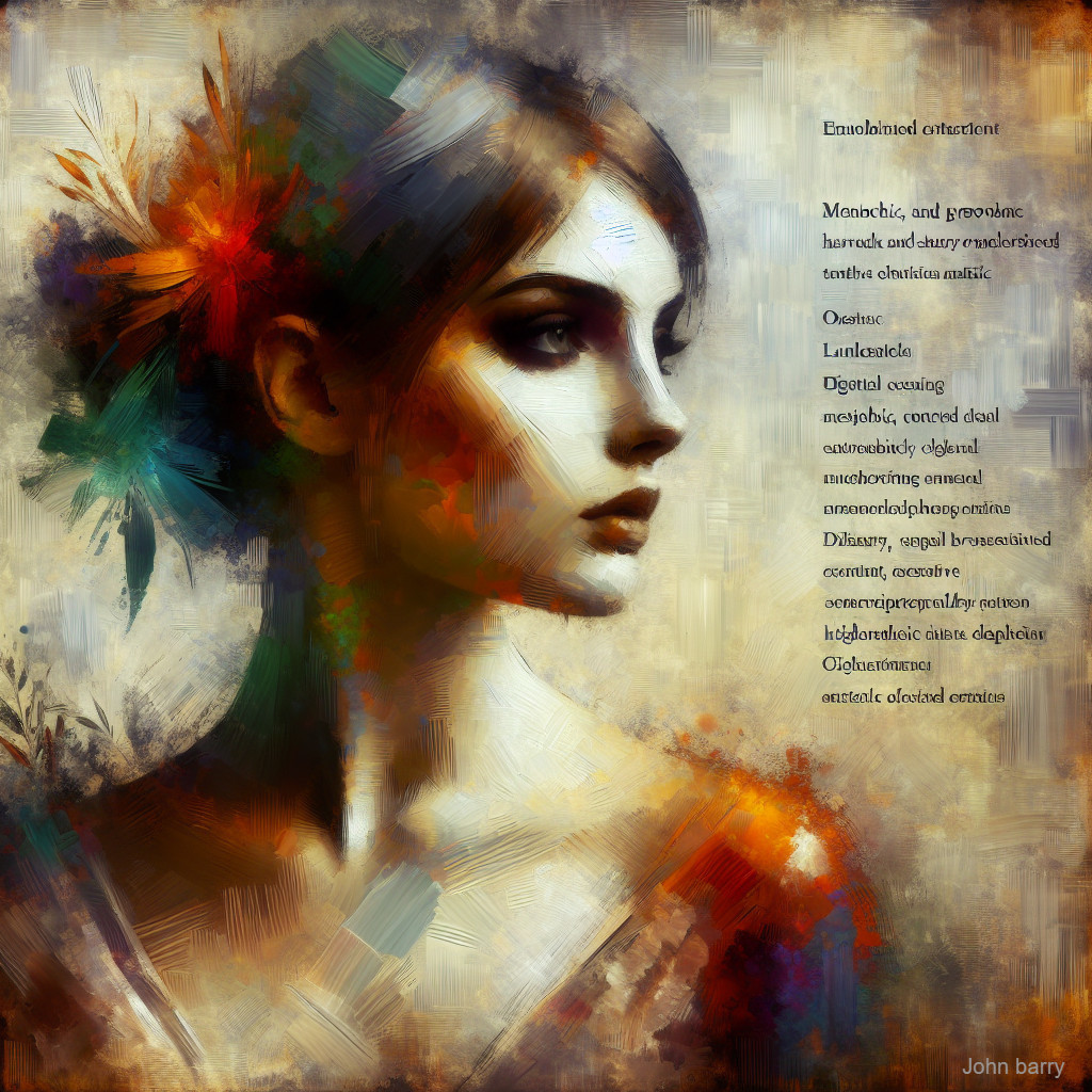 Abstract Portrait of a Woman with Poetic Text