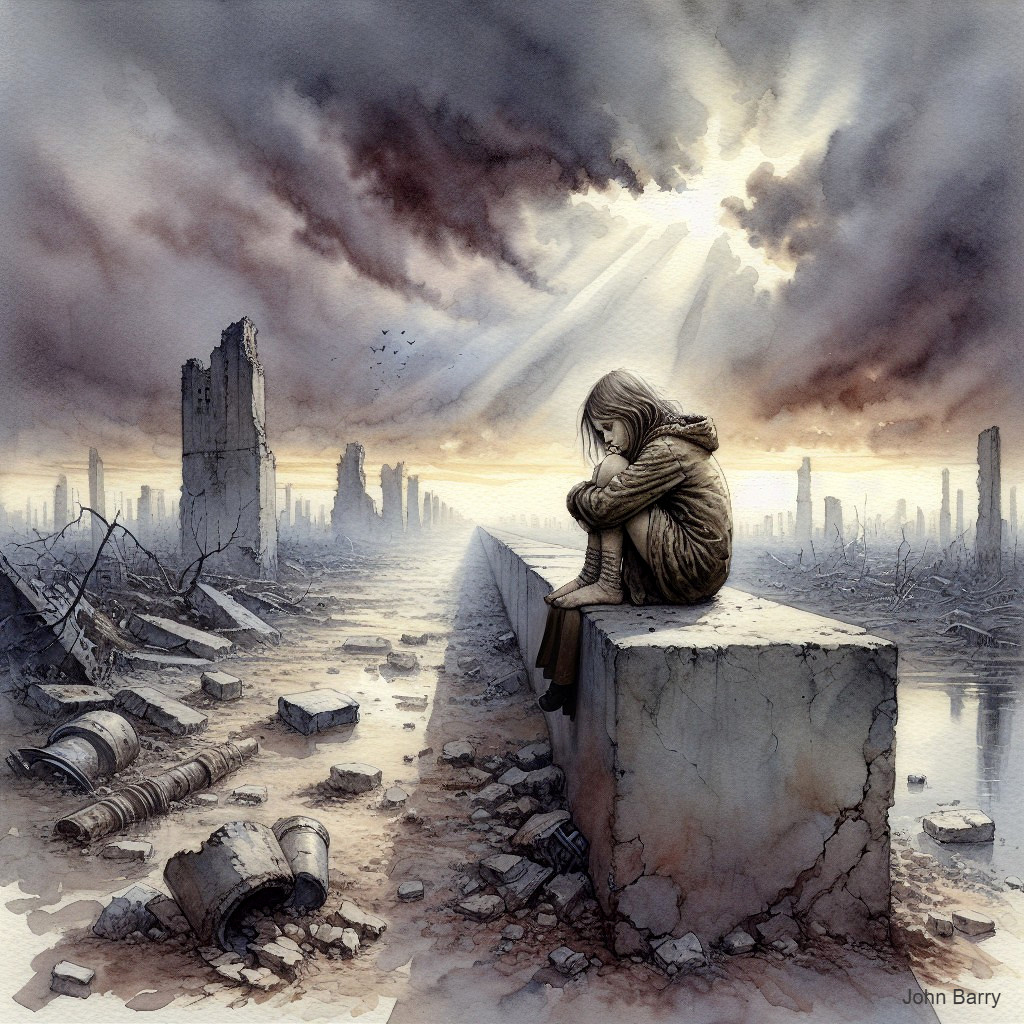 Desolate Landscape with Ruins and Solitary Figure