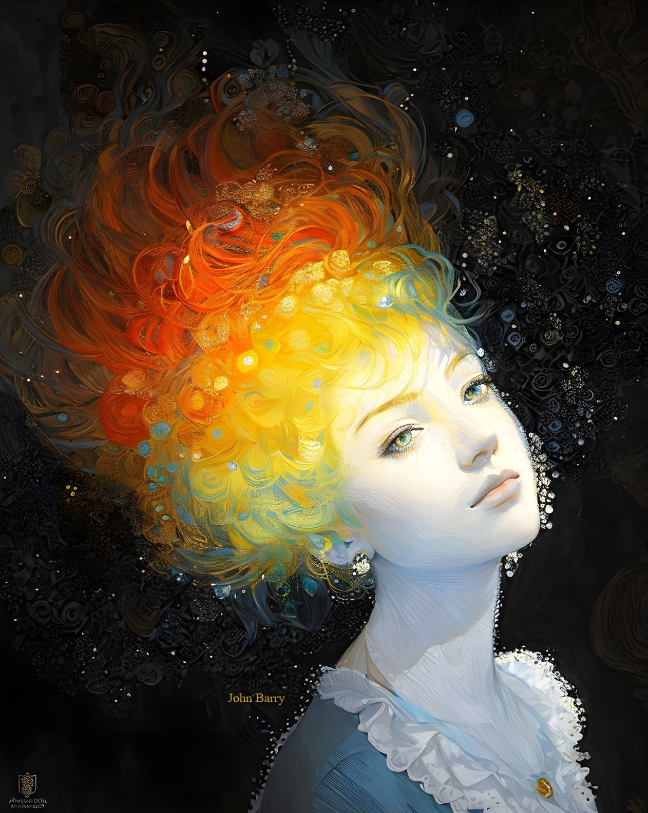 Portrait of a Young Woman with Vibrant Hair and Attire