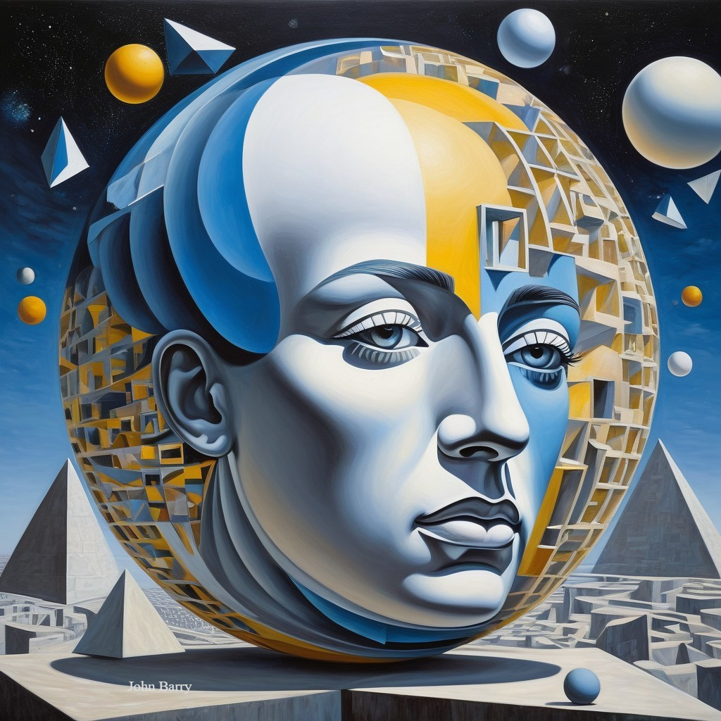 Surreal Abstract Portrait in Circular Globe Structure