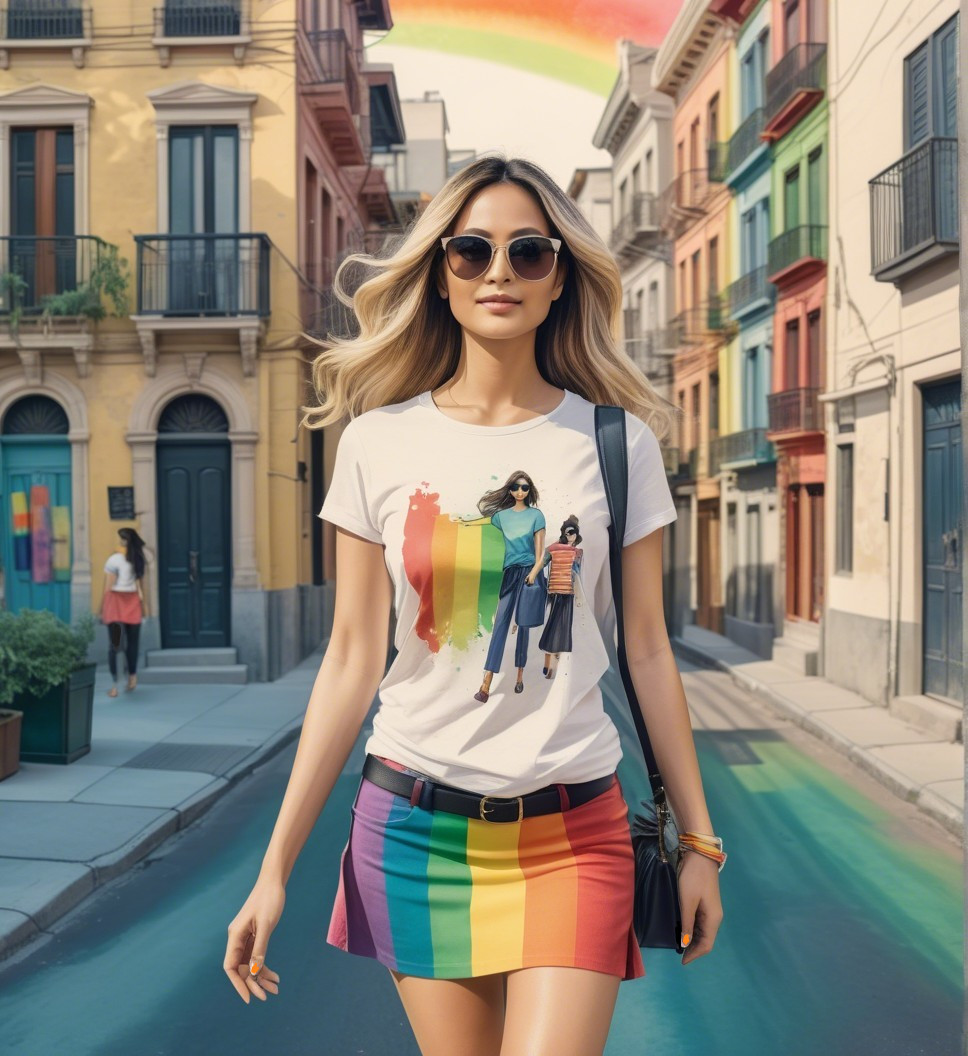 Stylish Woman in Colorful Outfit on Vibrant Street