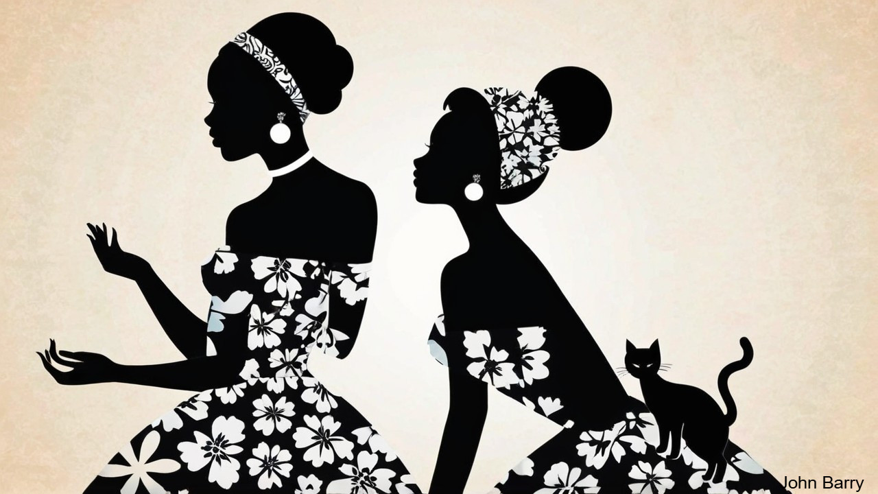 Elegant Silhouettes of Women in Floral Dresses