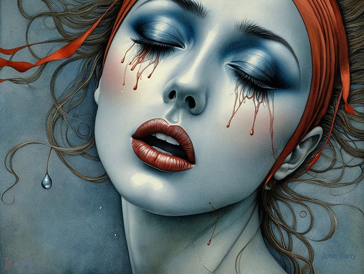 Close-up Portrait of a Woman with Dramatic Expression