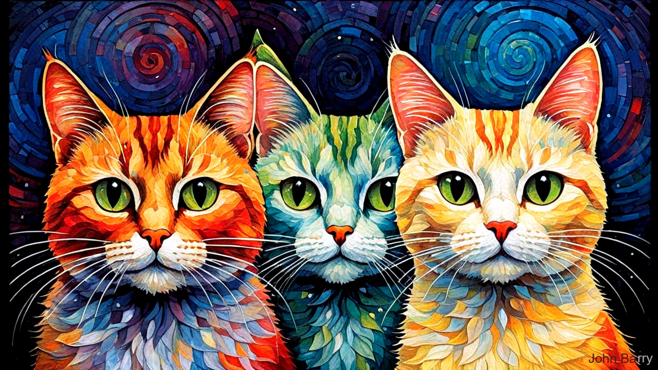 Vividly Colored Cats with Unique Fur Patterns