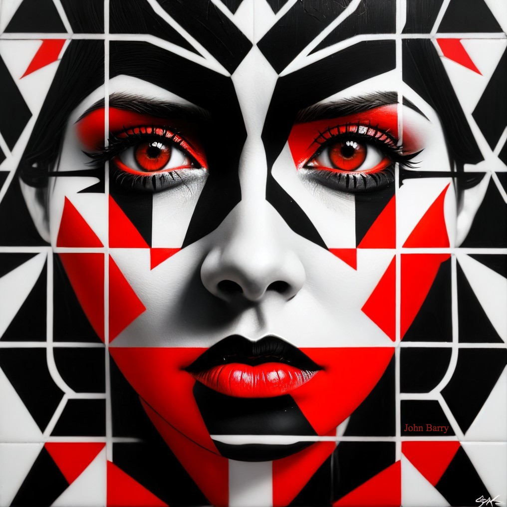 High-Contrast Portrait with Geometric Patterns