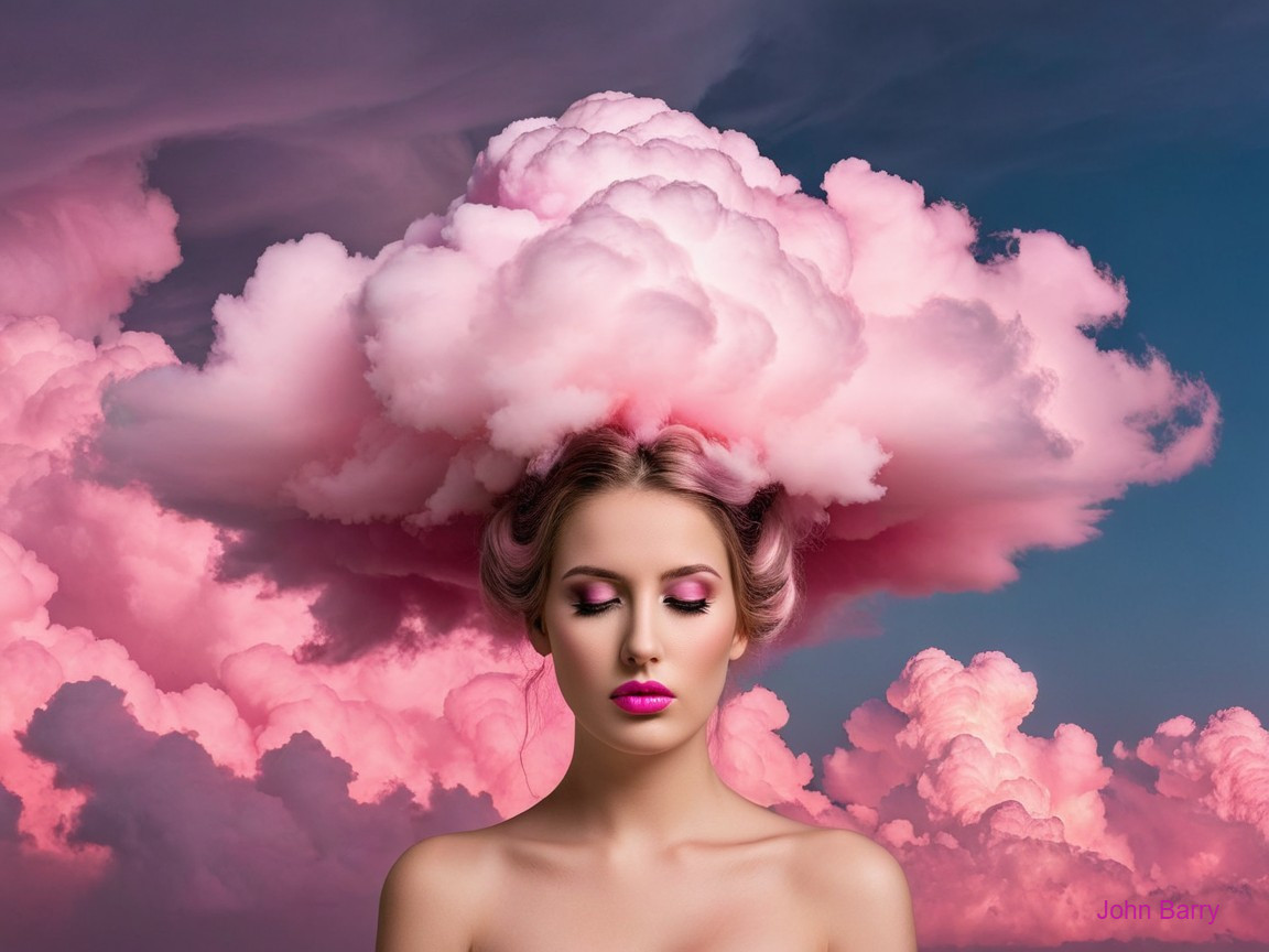 Surreal Portrait of a Woman with Whimsical Cloud