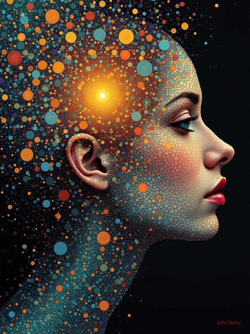 Colorful Artistic Profile of a Woman with Light Effects