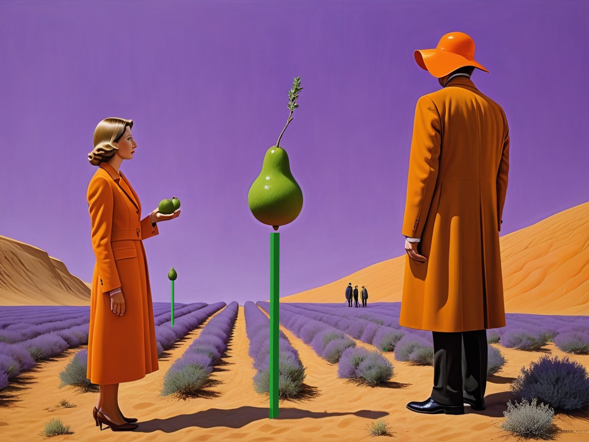 Surreal Landscape with Figures and Vibrant Colors