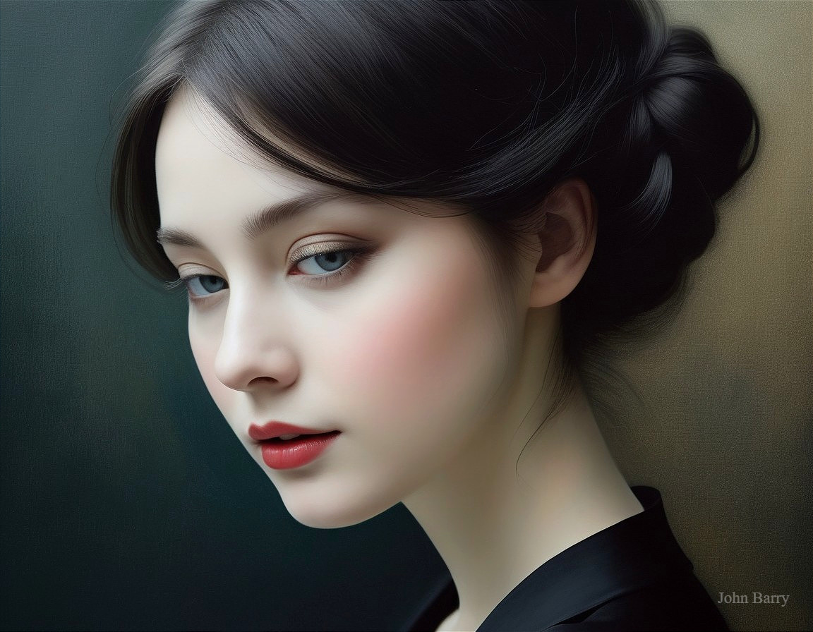 Close-Up Portrait of a Young Woman with Blue Eyes