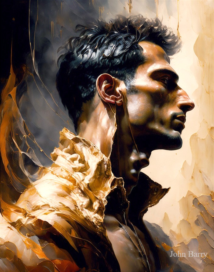 Portrait of a man with dramatic lighting and texture