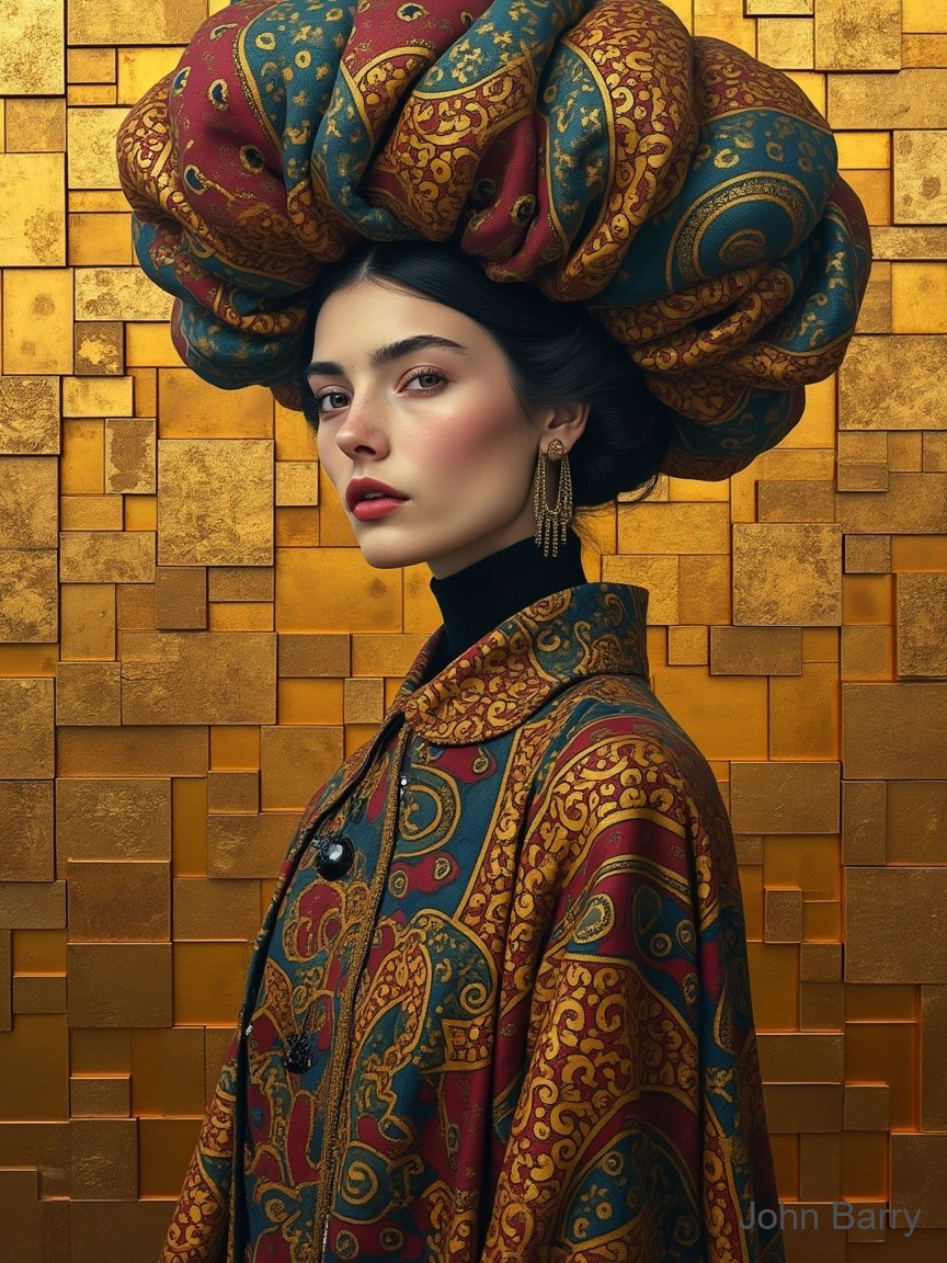Portrait of a Woman in Elaborate Hat and Coat
