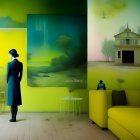 Indoor Scene with Woman by Garden Window