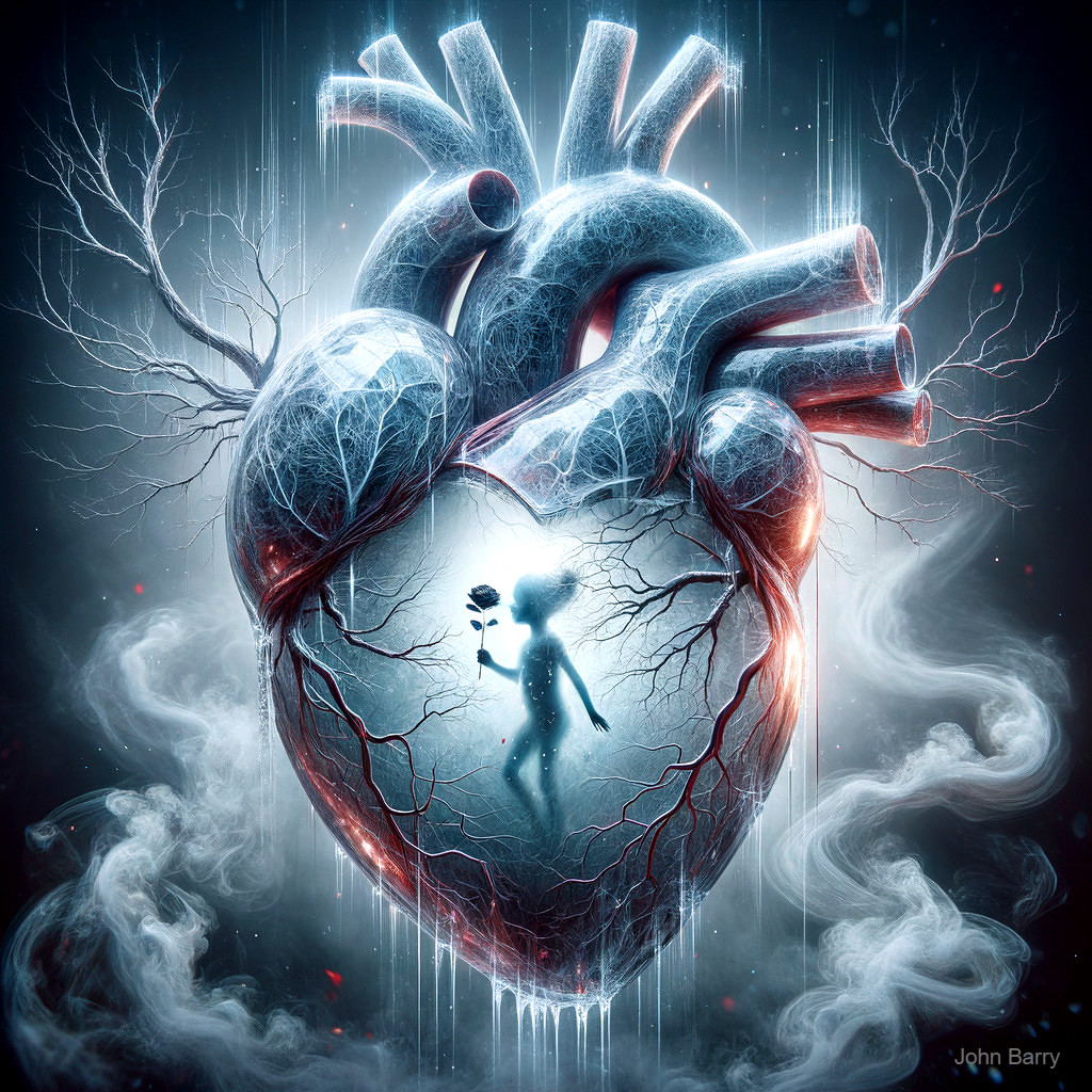 Intricate Glowing Heart with Child and Vines