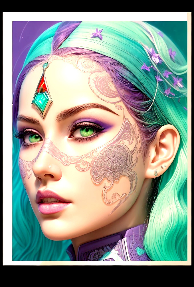 Fantasy Portrait of a Young Woman with Teal Hair