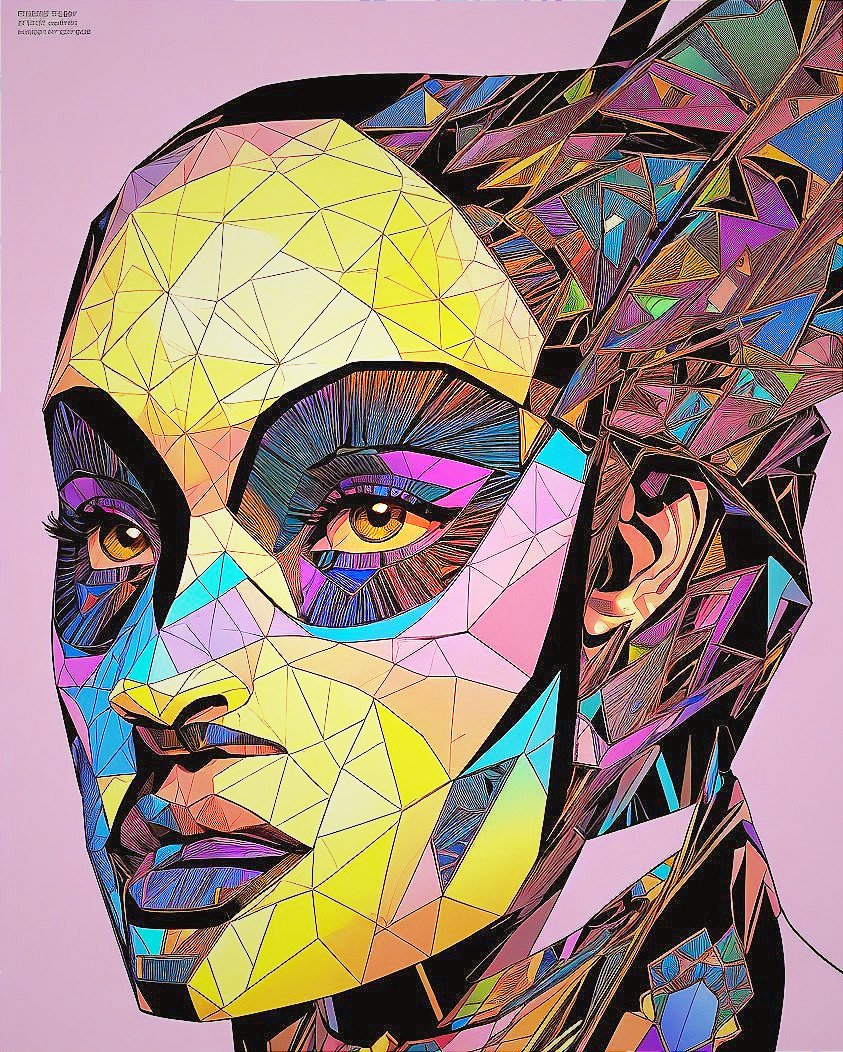 Mosaic  Portrait in lilac