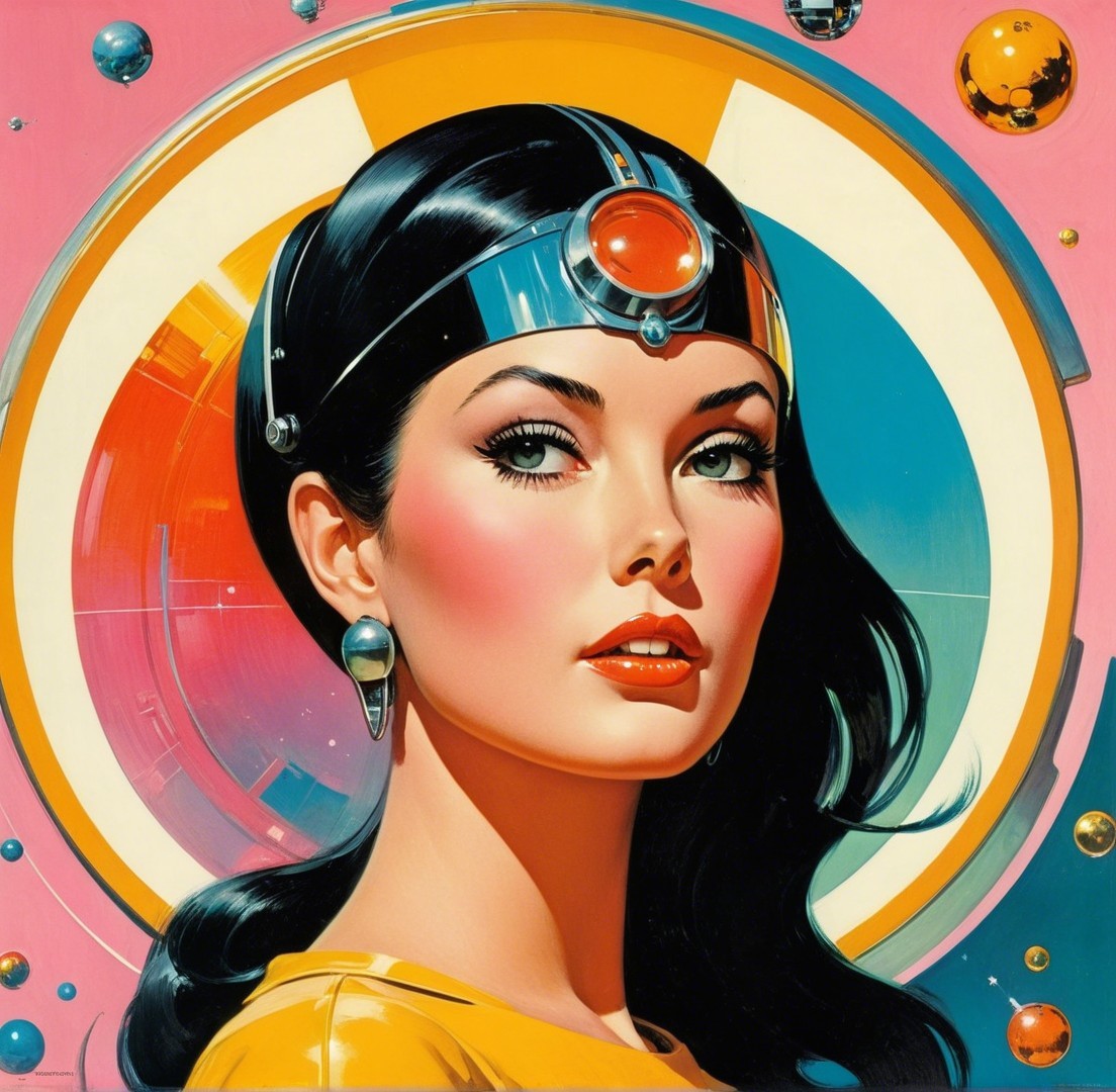 Retro-Futuristic Woman in Vibrant Yellow Outfit