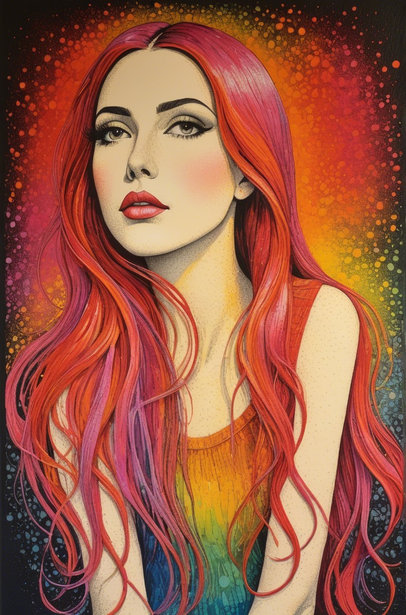 Vibrant Portrait of a Woman with Colorful Background