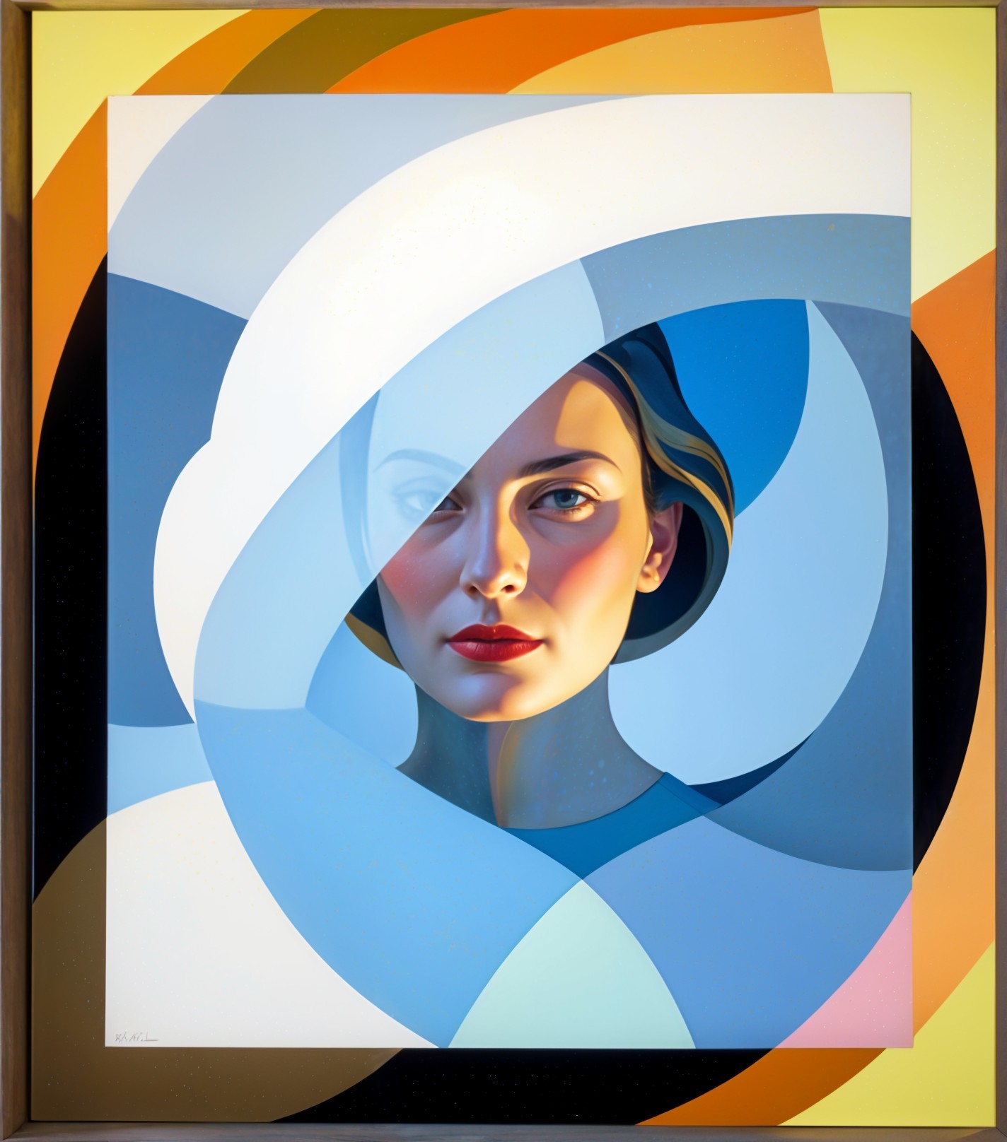 Stylized portrait of a woman with abstract shapes