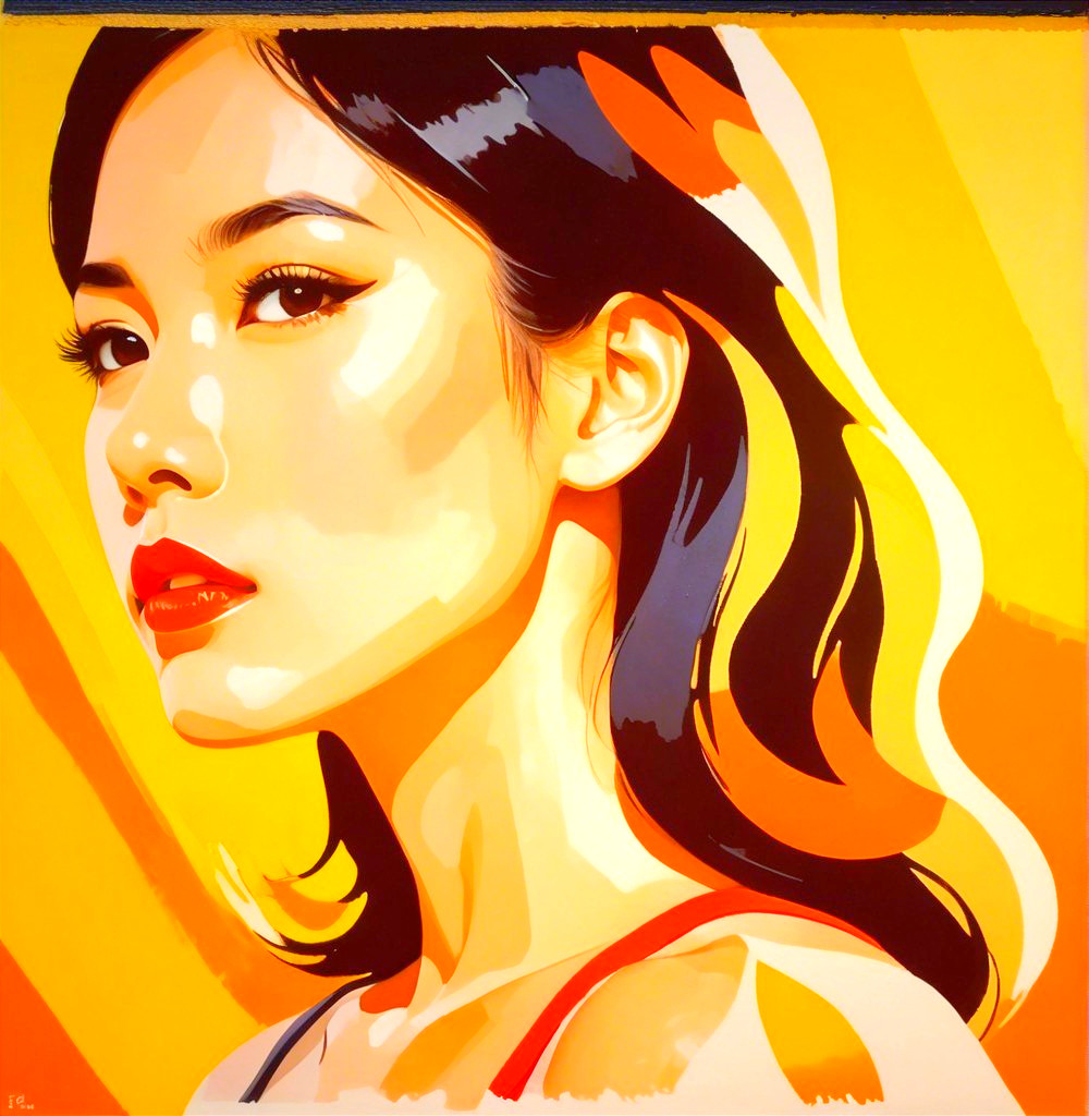 Close-Up Portrait of a Woman with Bold Colors