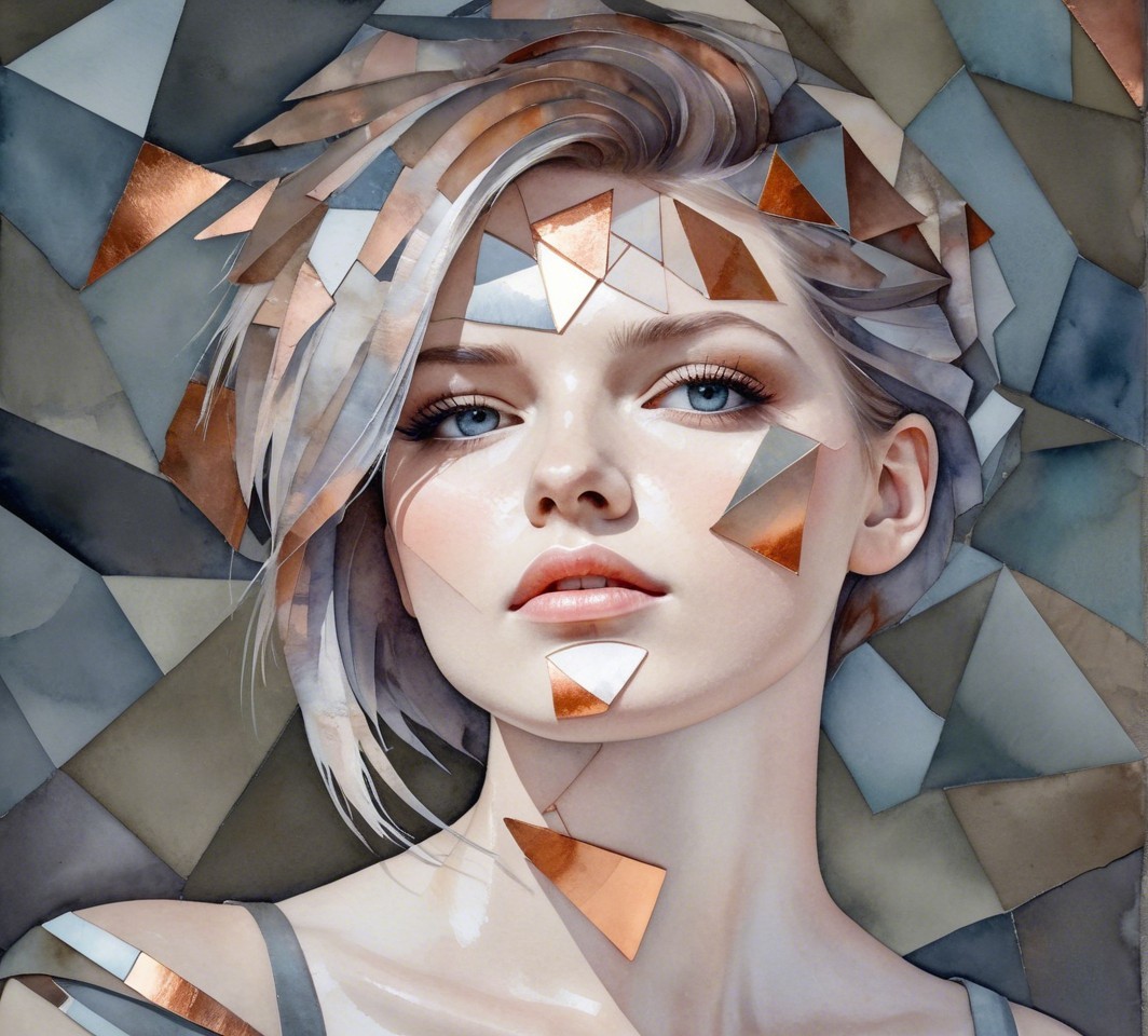 Portrait of a Young Woman with Geometric Features