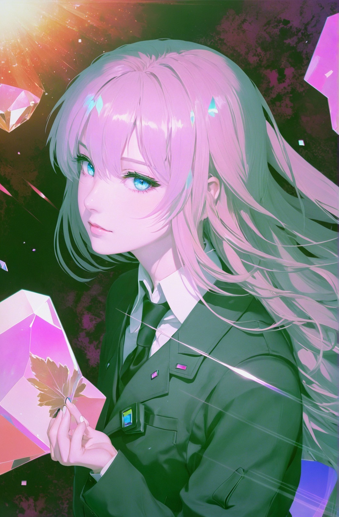 Digital Portrait of Anime Girl with Pink Hair and Uniform
