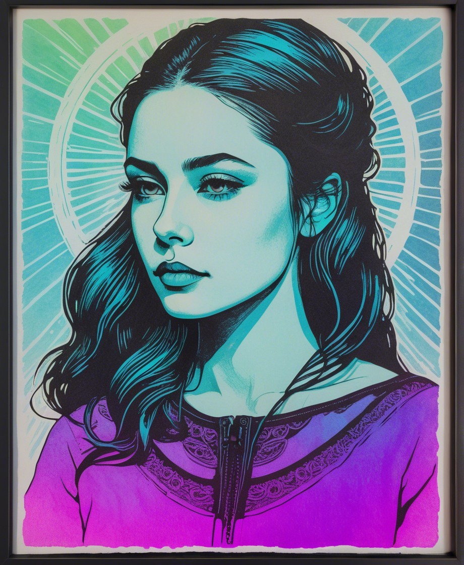 Portrait of a Young Woman with Vibrant Colors