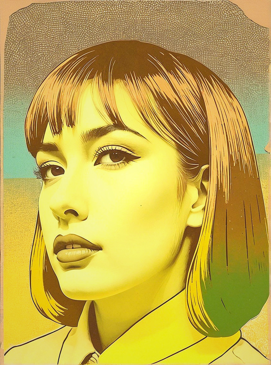 Stylized Portrait of a Woman with Bob Haircut