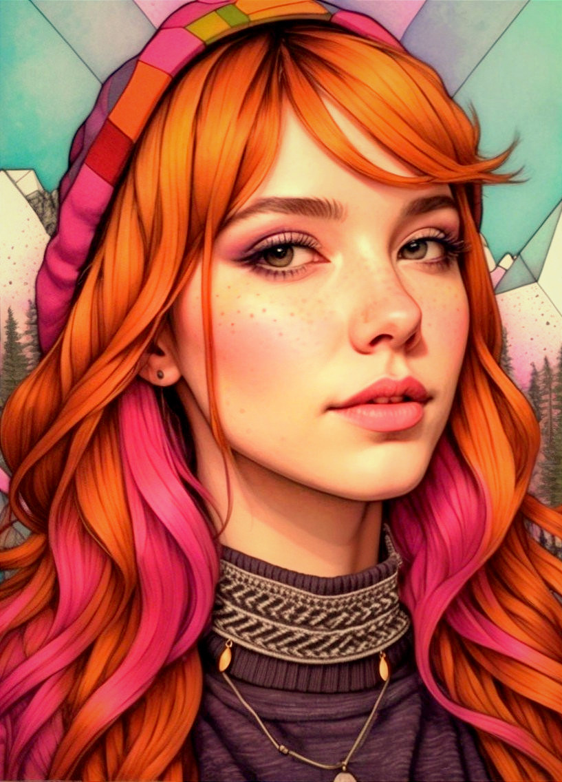 Close-up of a Young Woman with Vibrant Hair and Style