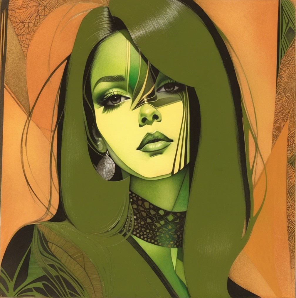 Vibrant Portrait of a Woman with Green Hues