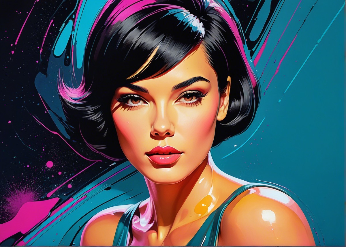 Portrait of a Young Woman with Chic Black Bob Hairstyle