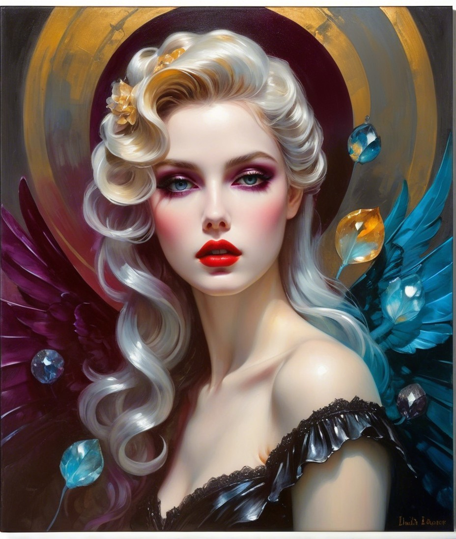 Portrait of a Woman with Blonde Hair and Bold Makeup