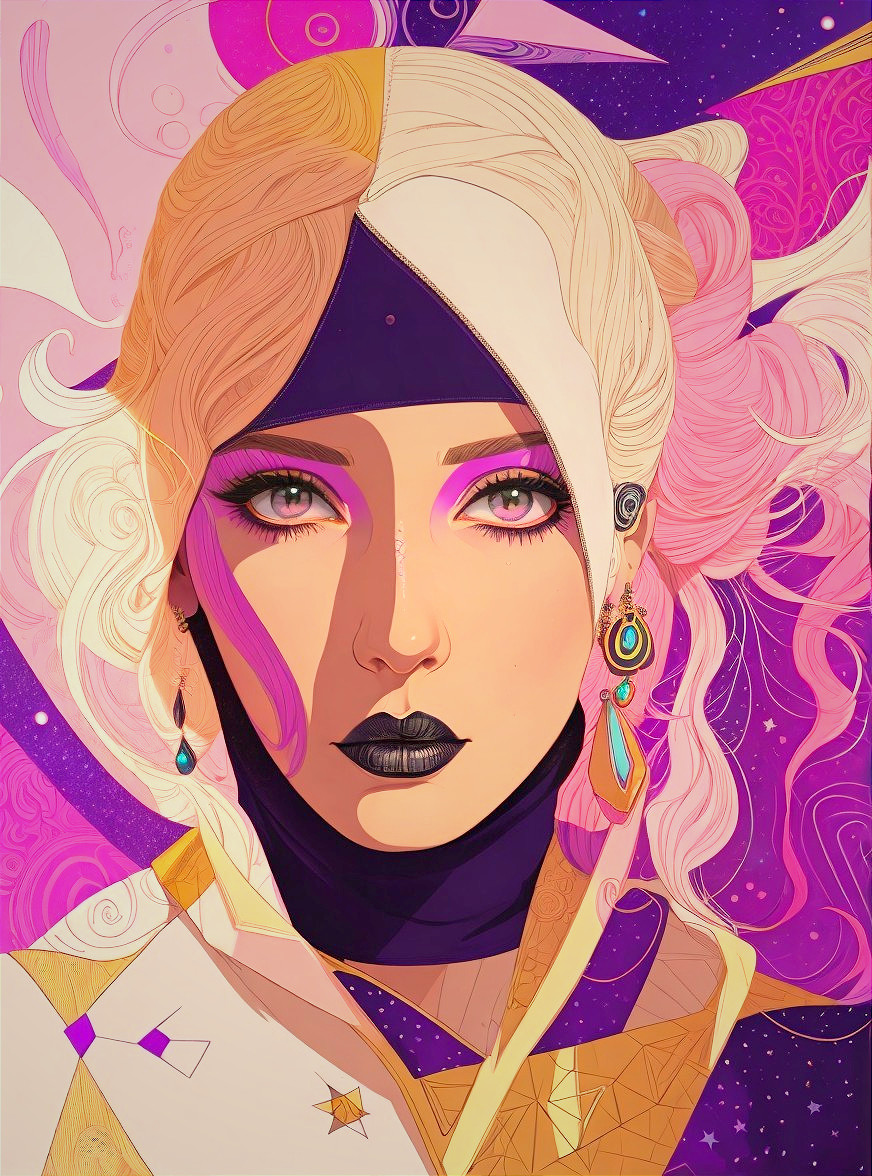 Stylized portrait of a woman with vibrant colors