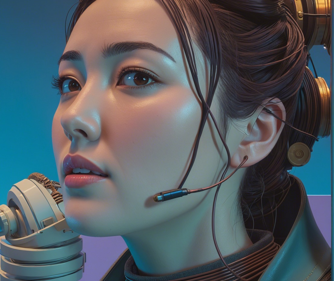 Close-Up of Young Woman with Futuristic Accessories