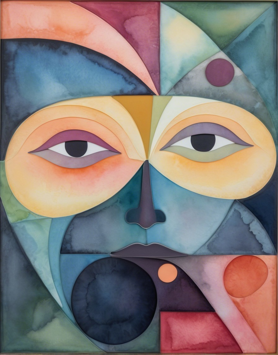 Abstract Portrait with Geometric Shapes and Colors