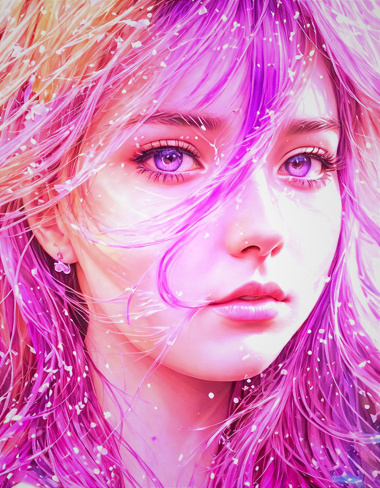 Close-up Portrait of a Young Woman with Violet Eyes