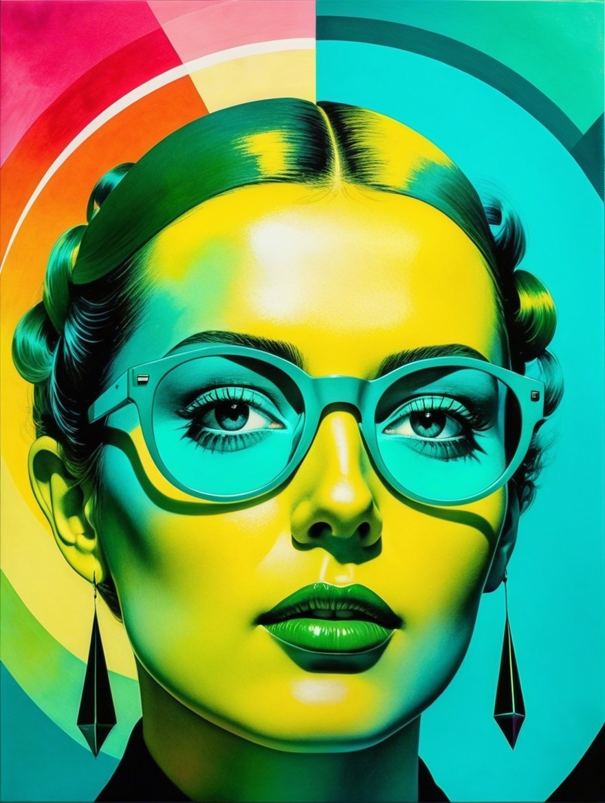 Vibrant Portrait of a Woman with Green Skin and Glasses
