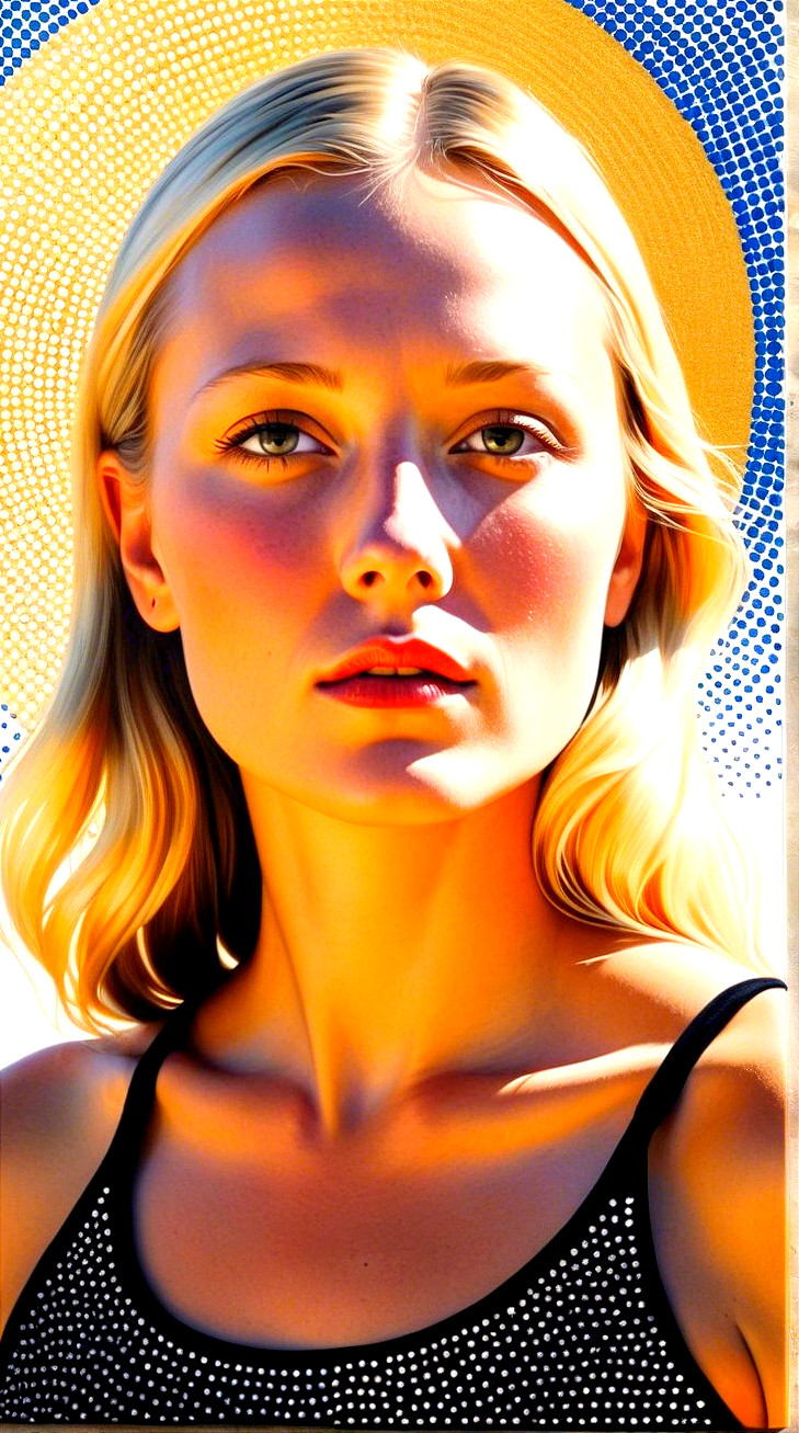 Portrait of a Young Woman with Blonde Hair and Green Eyes