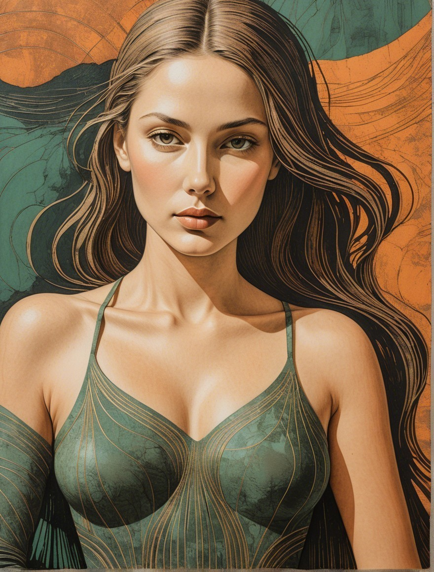 Portrait of a Woman with Vibrant Background Patterns