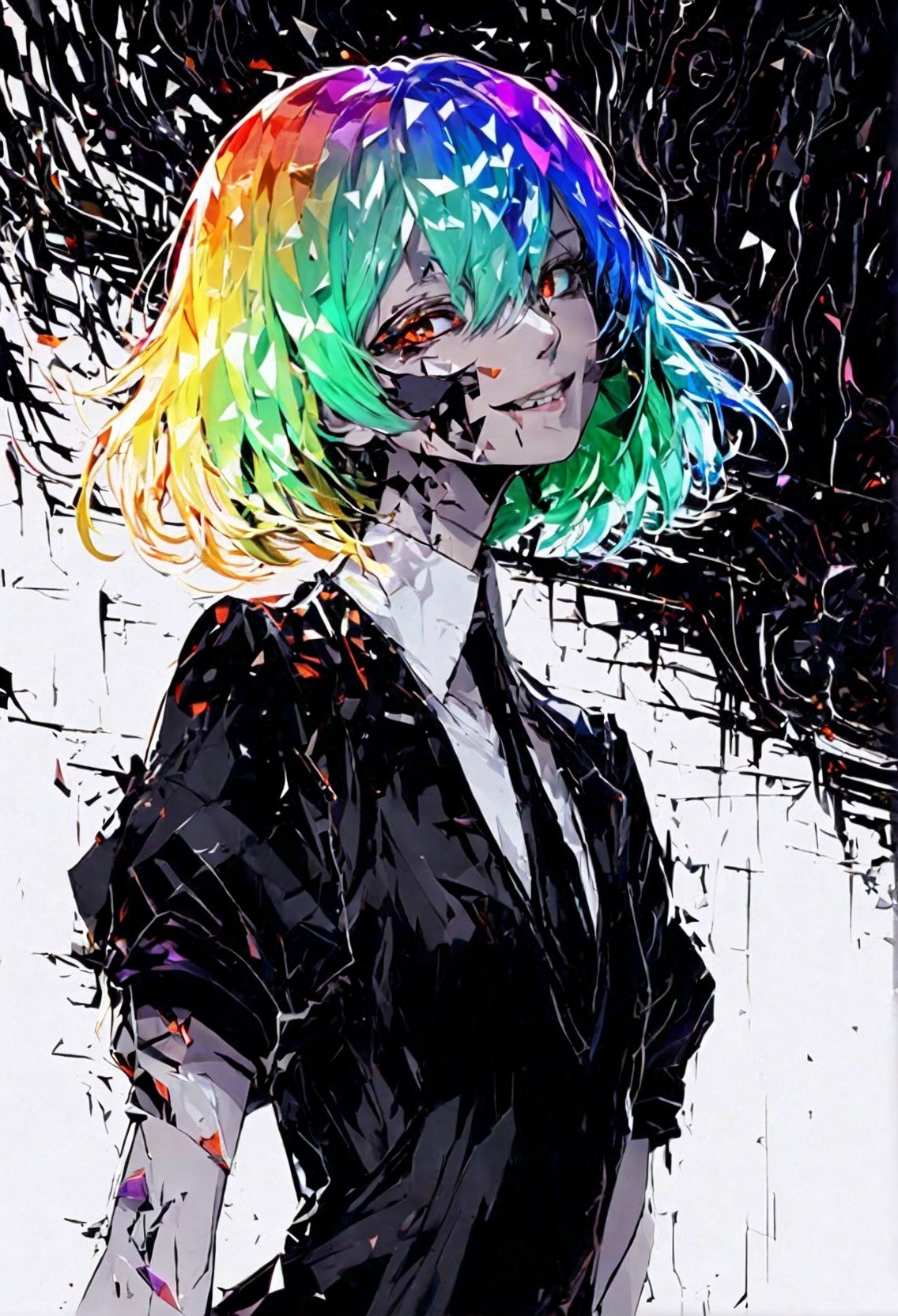 Digital Painting of Young Woman with Shattered Glass Skin