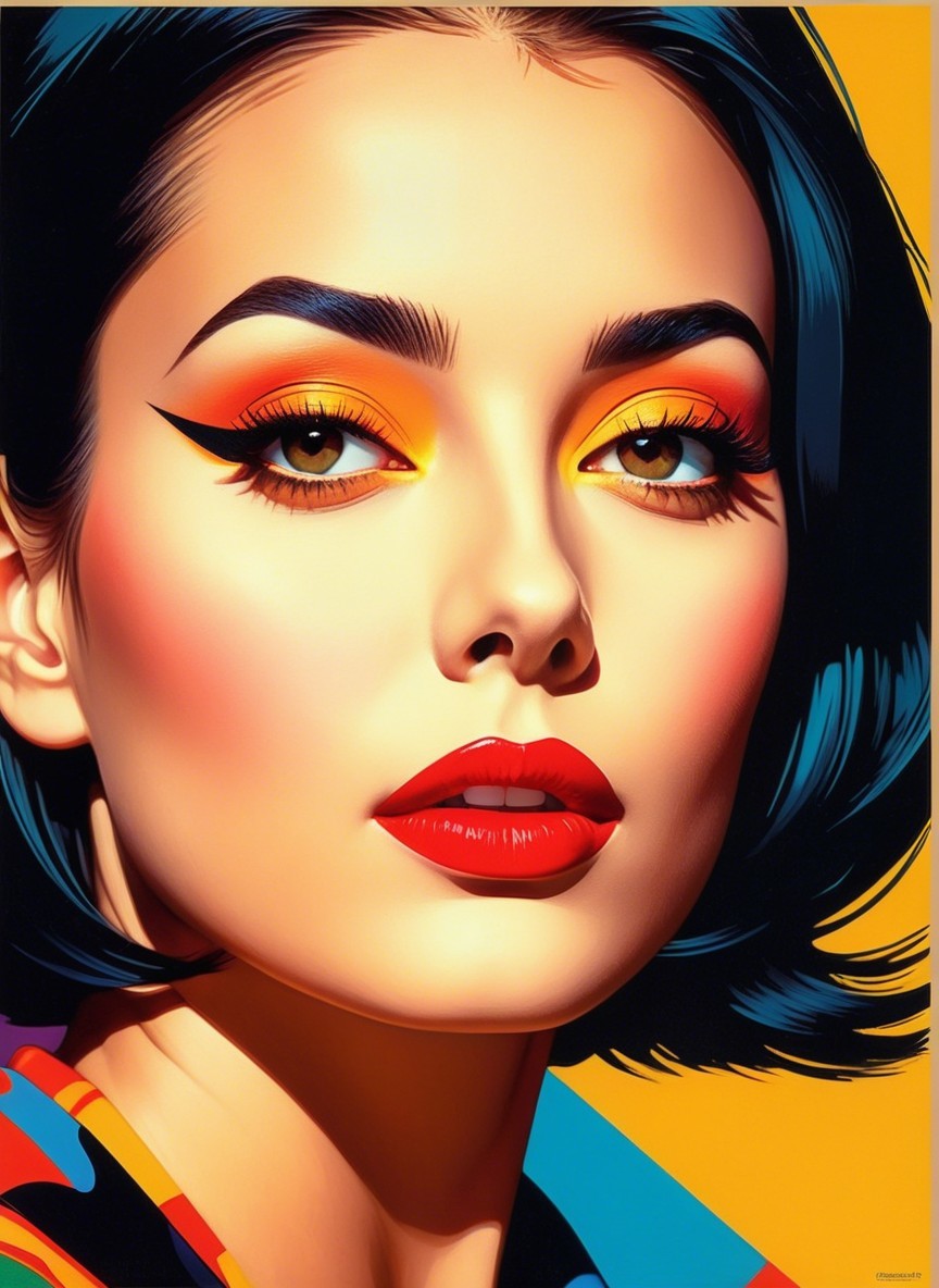 Portrait of a Young Woman with Bold Makeup and Colors