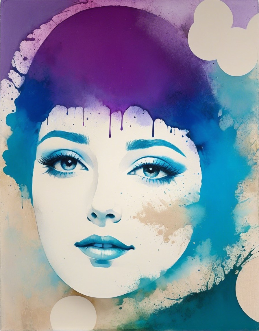 Stylized Portrait of a Woman with Abstract Background
