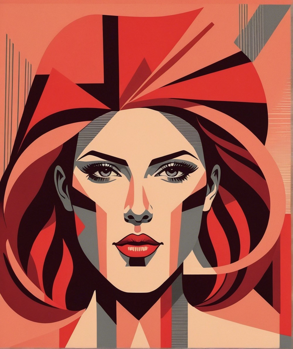 Futuristic Illustration of a Woman with Geometric Hair
