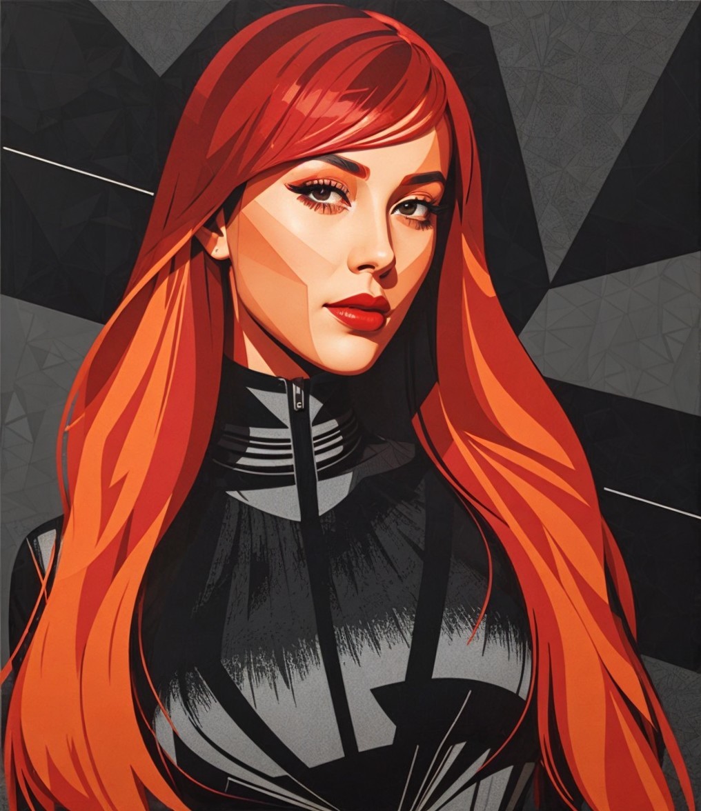 Illustration of a Confident Woman with Red Hair