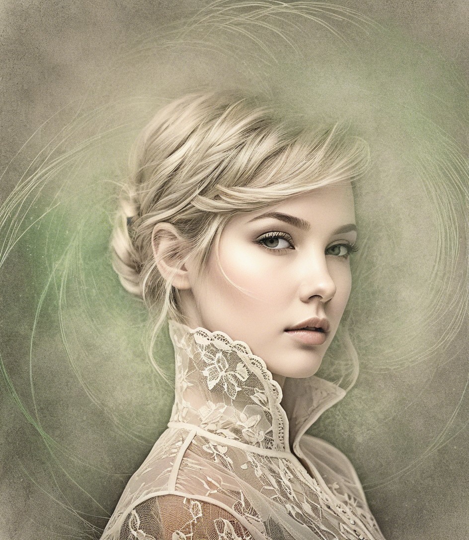 Ethereal Portrait of a Young Woman with Lace Garment
