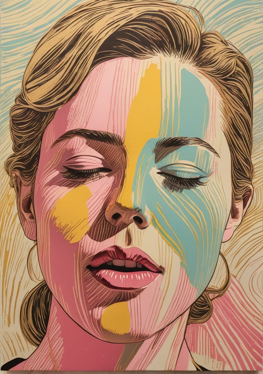 Close-Up of a Woman's Face in Abstract Colors