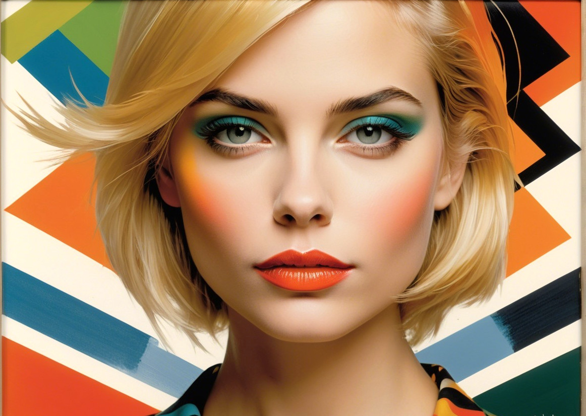 Portrait of a woman with chic blonde bob and bold makeup